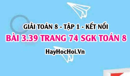 Giải bài 3.39 trang 74 Toán 8 Tập 1 SGK Kết nối tri thức